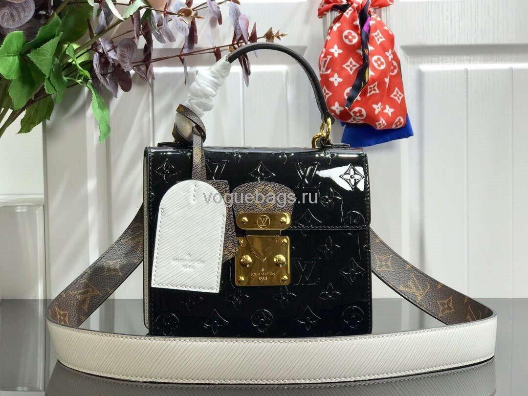 LV M90375 Louis Vuitton Spring Street Monogram Vernis Bag M90514 Black - Voguebags