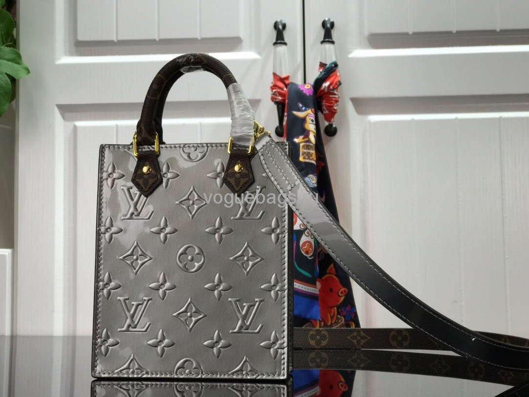 LV M90564 Louis Vuitton Petit Sac Plat Monogram Vernis M69442 Bag Silver - Voguebags