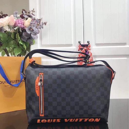 LV N40159 Louis Vuitton Damier Cobalt Discovery Messenger Shoulder Bag Black - Voguebags