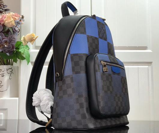 LV N40402 Louis Vuitton Josh Backpack Damier Graphite Blue - luxibagsmall