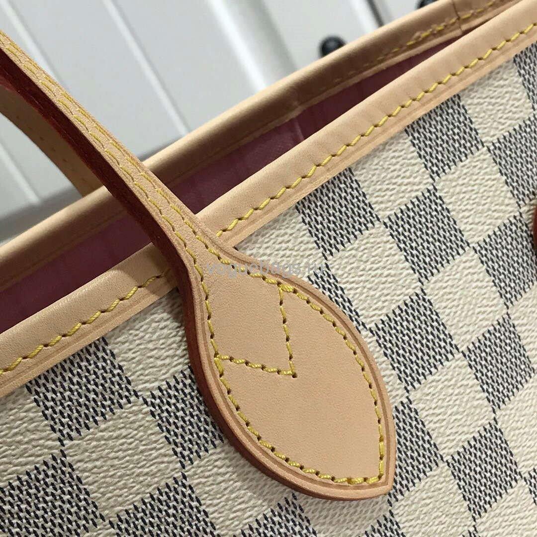 LV N41361 Louis Vuitton Neverfull MM Damier Azur N41605 Bag Pink - Voguebags