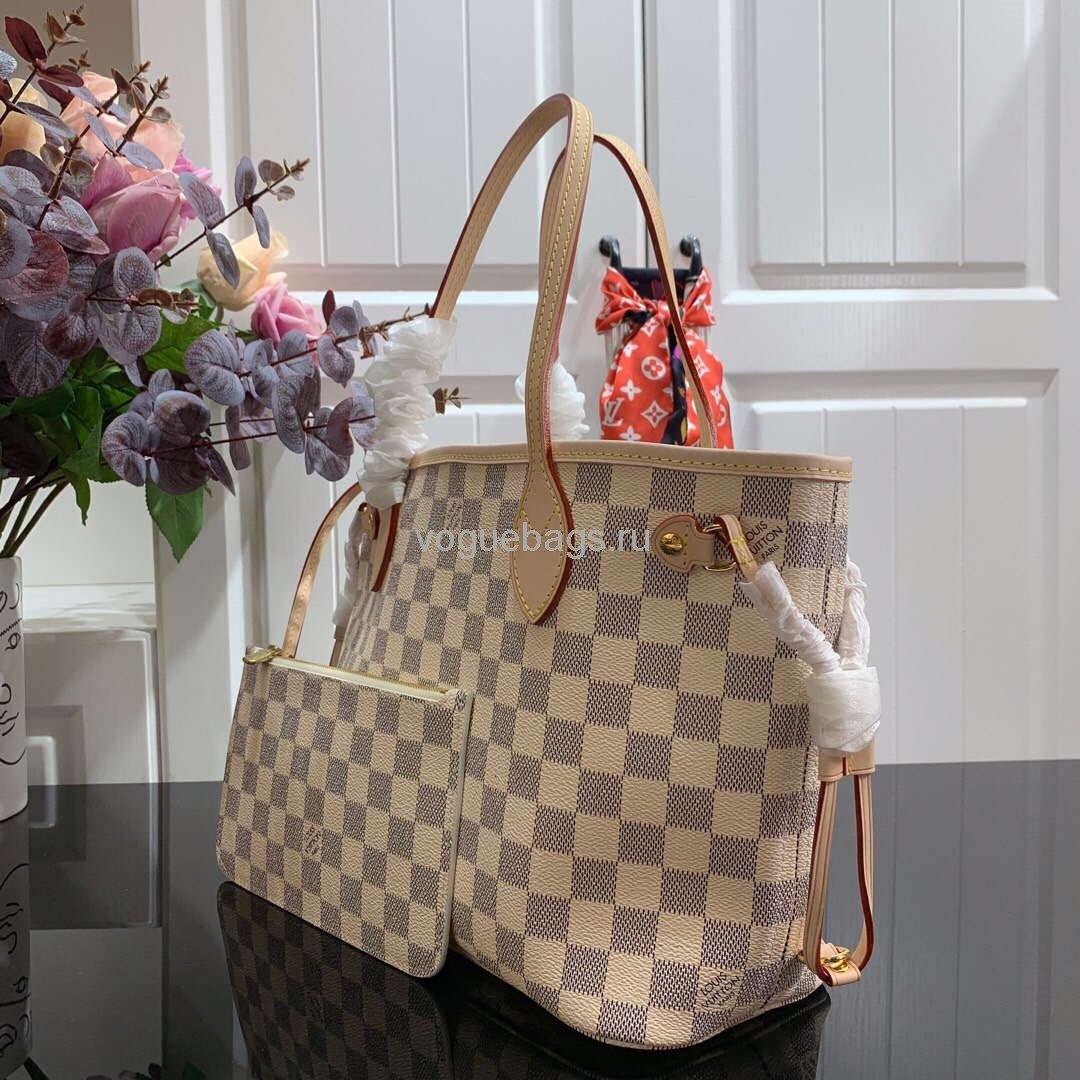 LV N41362 Louis Vuitton Neverfull PM Damier Azur M41245 Bag Beige - Voguebags