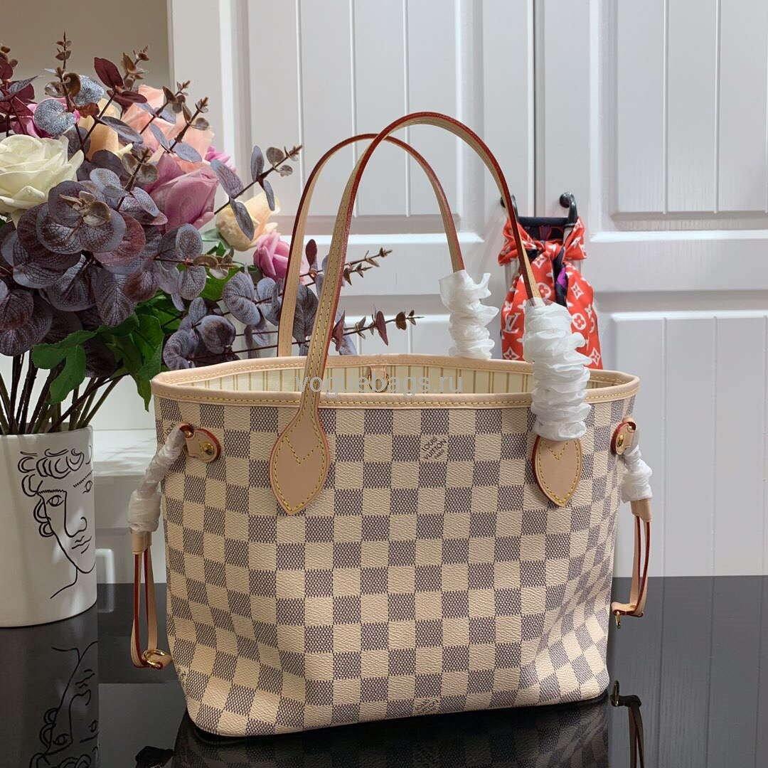 LV N41362 Louis Vuitton Neverfull PM Damier Azur M41245 Bag Beige - Voguebags