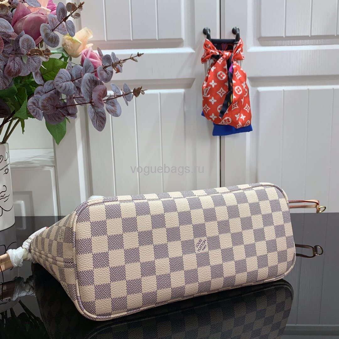 LV N41362 Louis Vuitton Neverfull PM Damier Azur M41245 Bag Pink - Voguebags