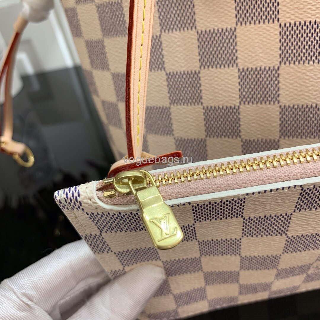 LV N41362 Louis Vuitton Neverfull PM Damier Azur M41245 Bag Pink - Voguebags