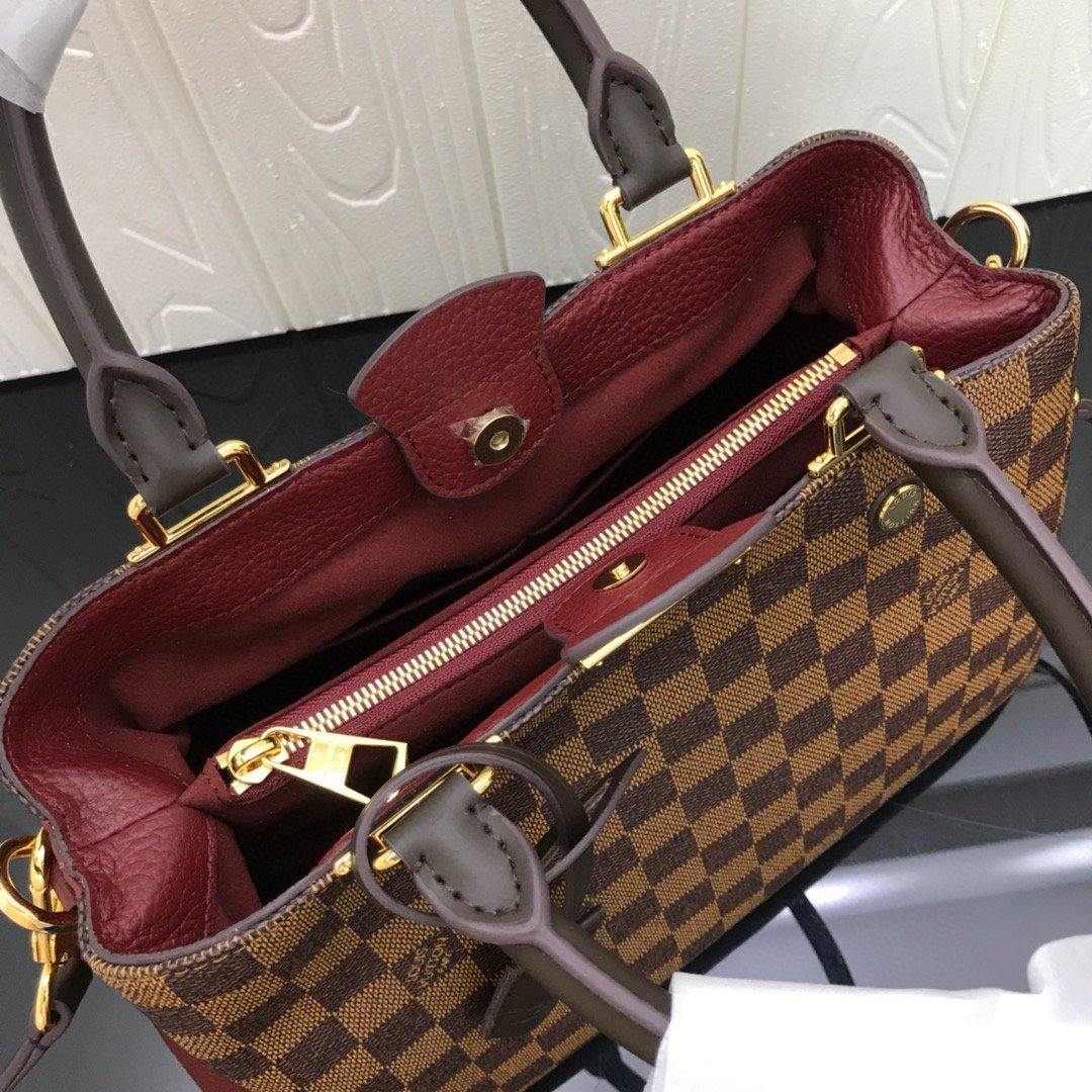 LV N44020 Louis Vuitton Brittany BB Tote Damier Ebene N41675 Wine Red - luxibagsmall