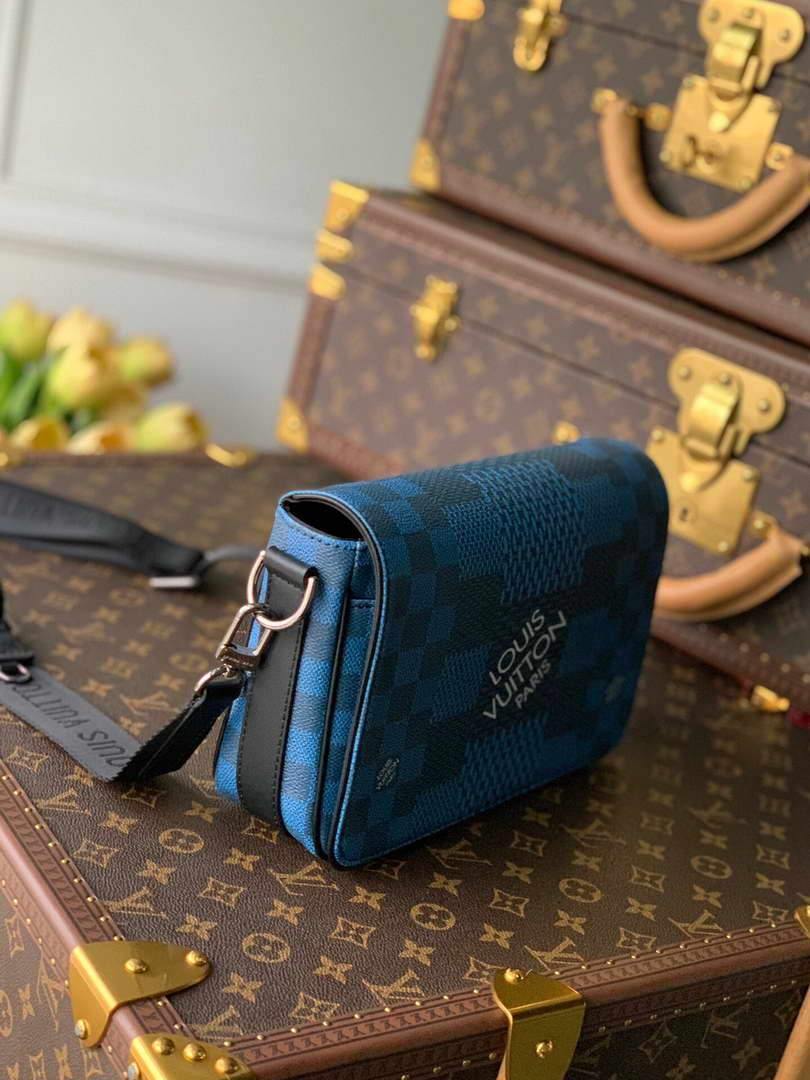 LV N50026 Louis Vuitton Studio Messenger Damier Graphite Blue N50013 Bag - Voguebags