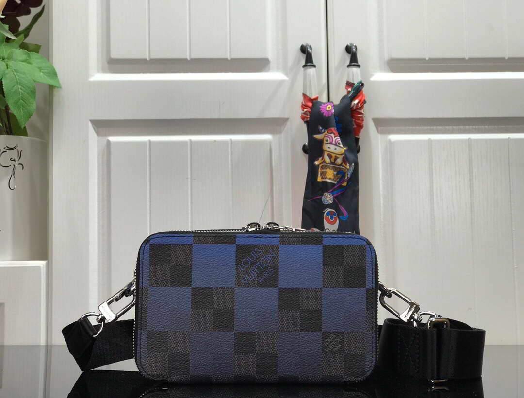 LV N60414 Louis Vuitton Alpha Wearable Wallet N60418 Blue Damier Graphite - luxibagsmall