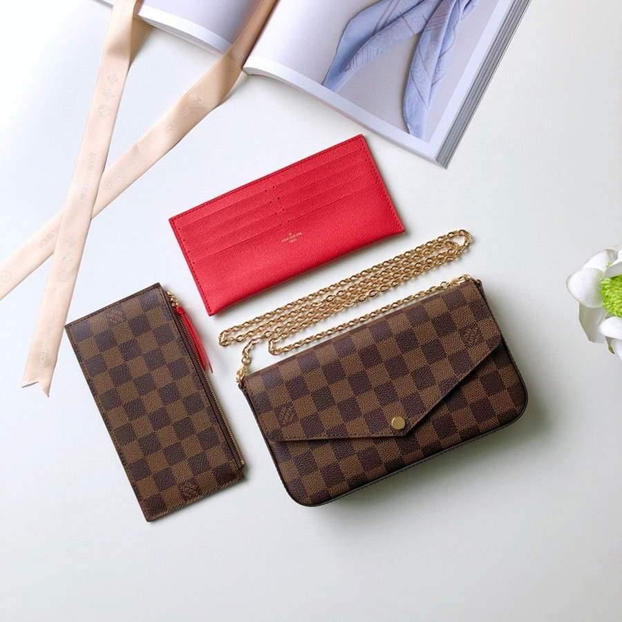 LV N63032 Louis Vuitton Felicie Pochette Bag M61276 Damier Ebene - Voguebags