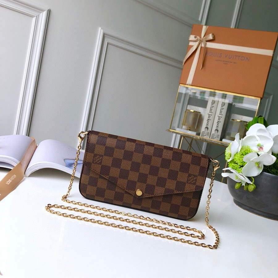 LV N63032 Louis Vuitton Felicie Pochette Bag M61276 Damier Ebene - Voguebags