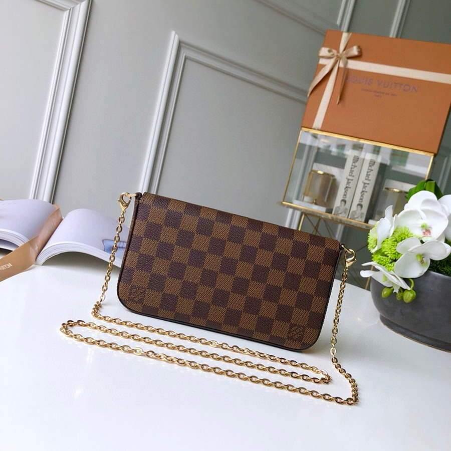 LV N63032 Louis Vuitton Felicie Pochette Bag M61276 Damier Ebene - Voguebags