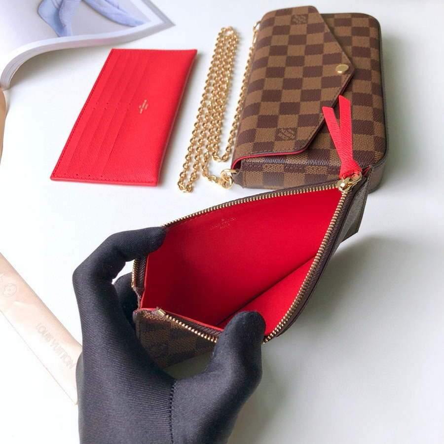 LV N63032 Louis Vuitton Felicie Pochette Bag M61276 Damier Ebene - Voguebags