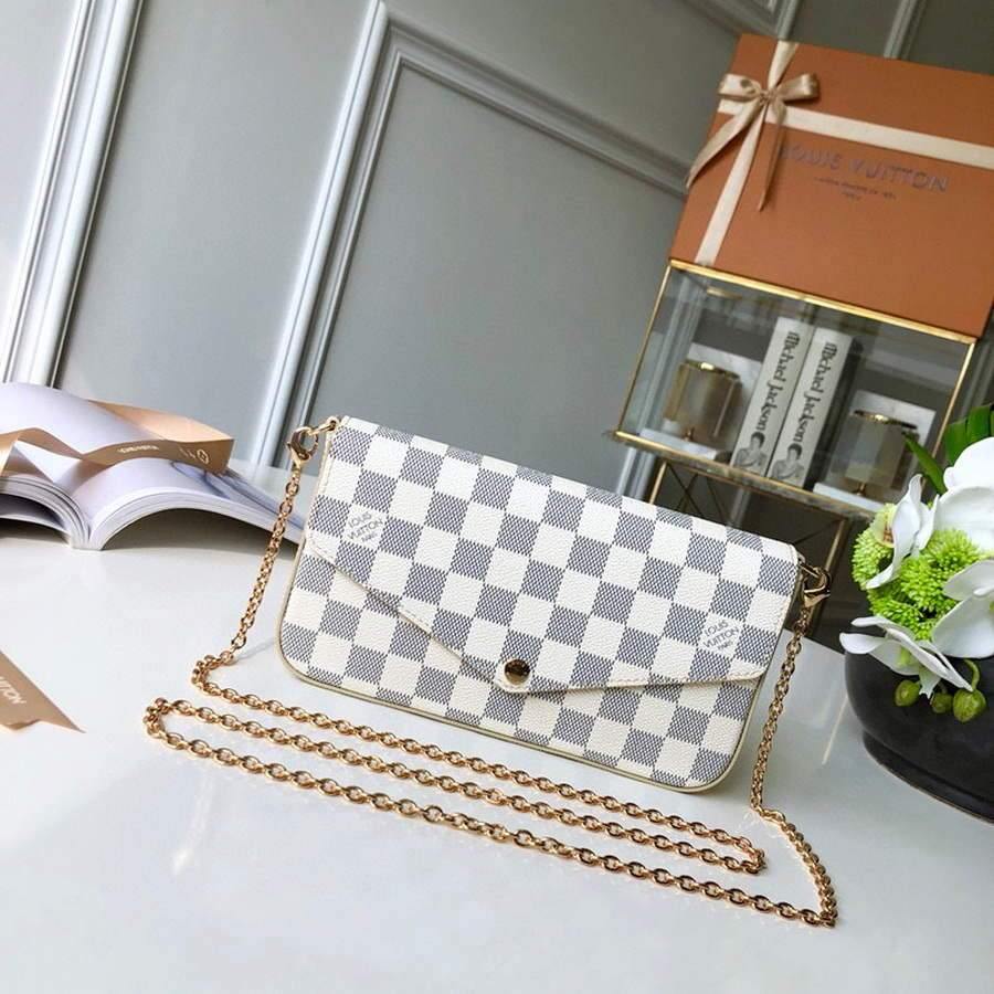 LV M61276 Louis Vuitton Felicie Pochette Bag Damier Azur - Voguebags