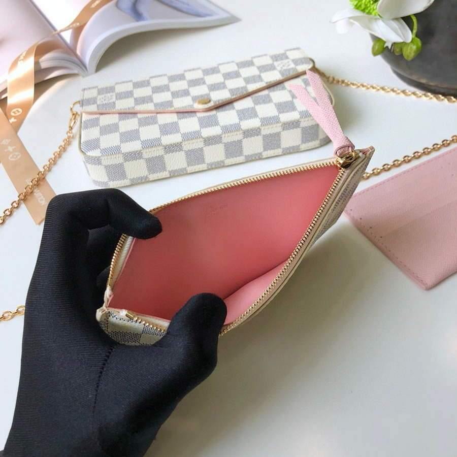 LV M61276 Louis Vuitton Felicie Pochette Bag Damier Azur - Voguebags