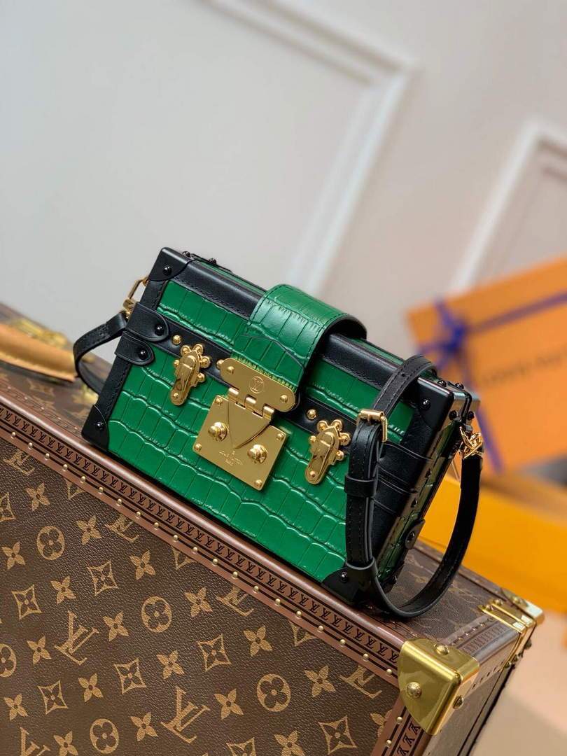 LV N93145 Louis Vuitton Petite Malle crocodilien brillant Bag N93144 Emeraude Green - luxibagsmall