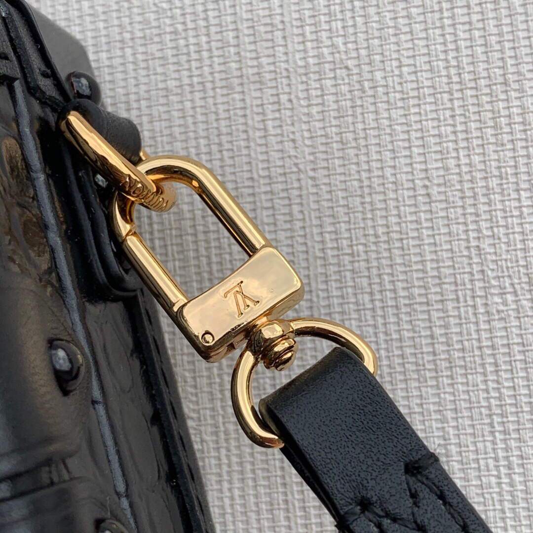 LV N93144 Louis Vuitton Petite Malle crocodilien brillant Bag N93145 Black - luxibagsmall