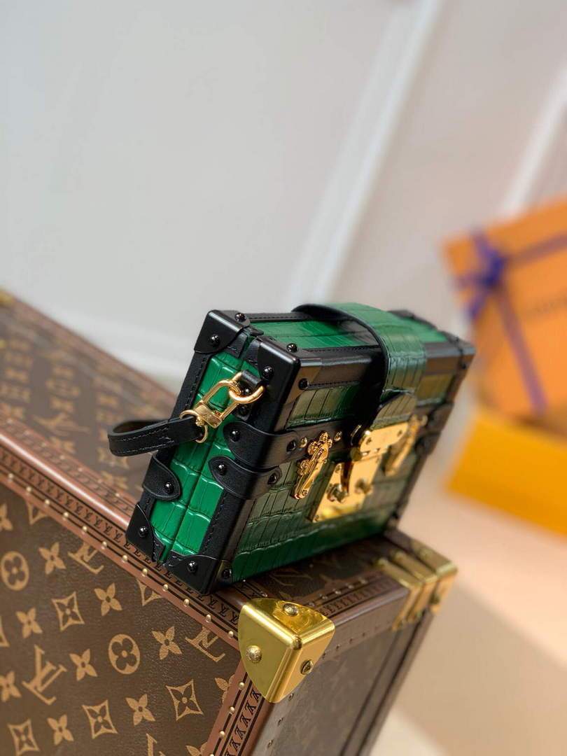 LV N93145 Louis Vuitton Petite Malle crocodilien brillant Bag N93144 Emeraude Green - luxibagsmall