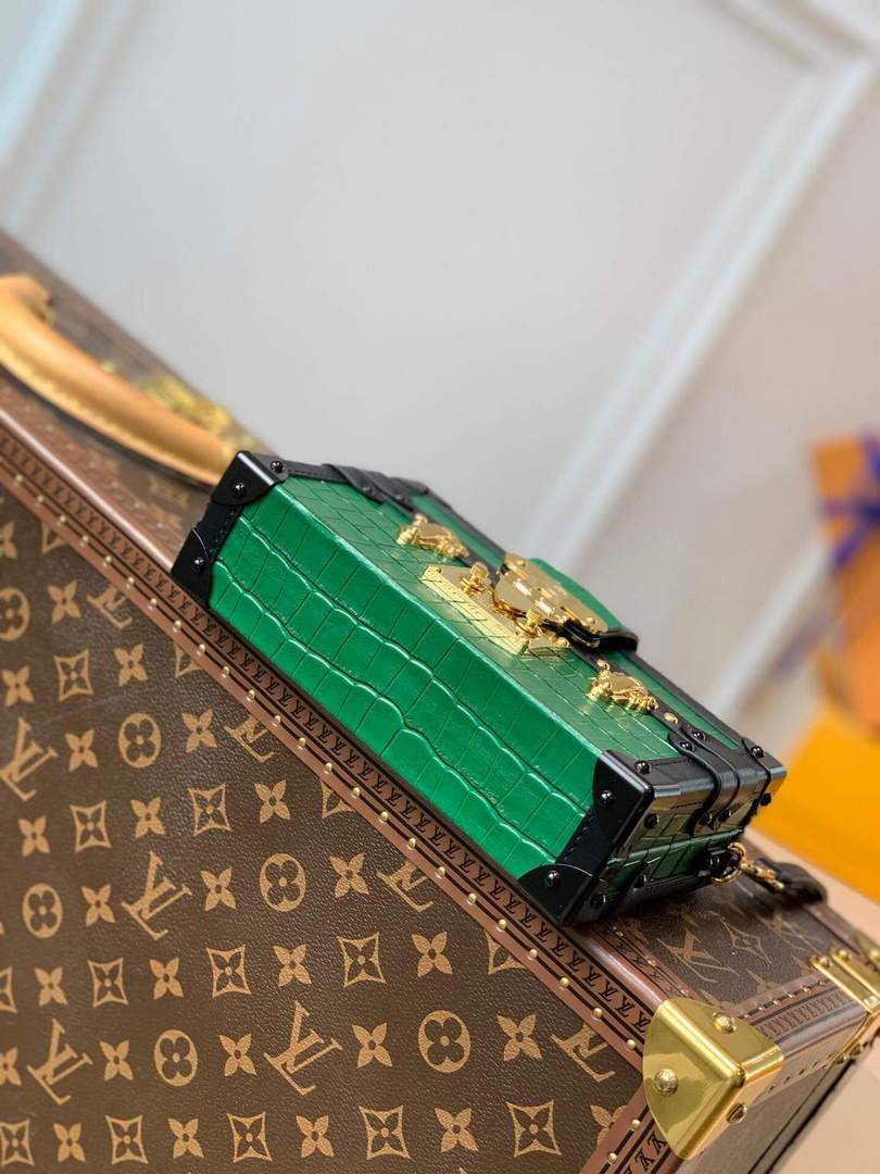 LV N93145 Louis Vuitton Petite Malle crocodilien brillant Bag N93144 Emeraude Green - luxibagsmall