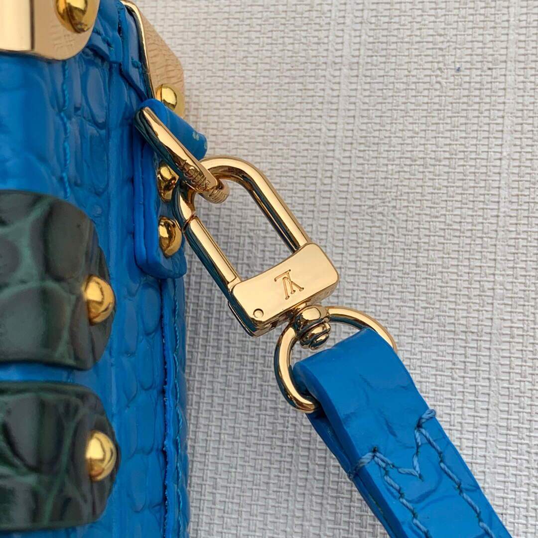 LV N93808 Louis Vuitton Petite Malle crocodilien brillant Bag N93144 Blue - luxibagsmall