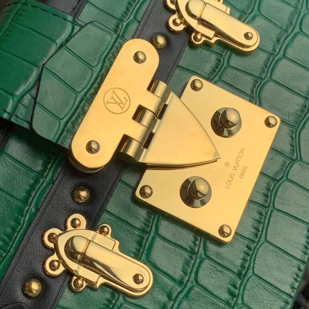 LV N93145 Louis Vuitton Petite Malle crocodilien brillant Bag N93144 Emeraude Green - luxibagsmall