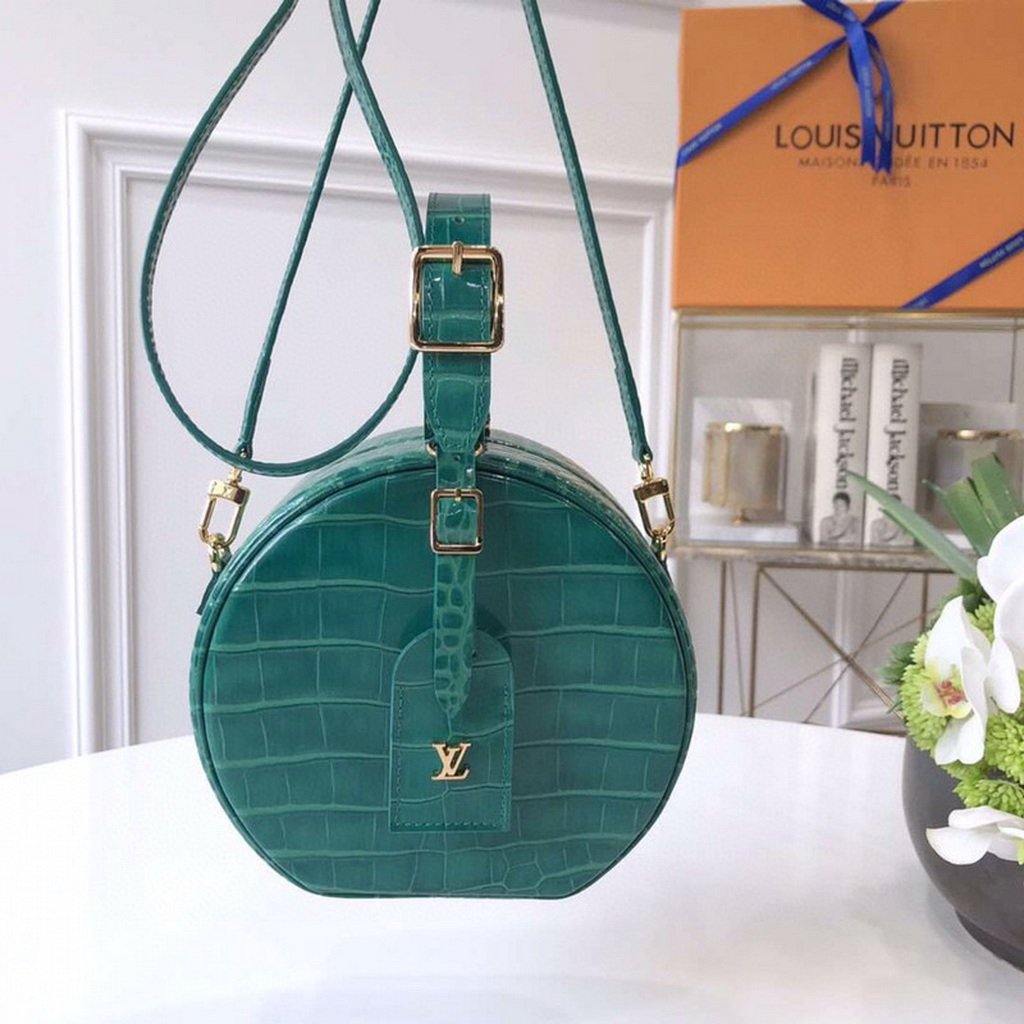 LV N93598 Louis Vuitton N93597 Petite Boite Chapeau Crocodilien Brillant Bag Green - Voguebags