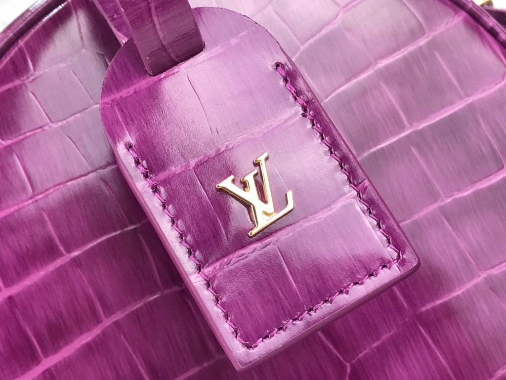 LV N95555 Louis Vuitton Petite Boite Chapeau Crocodilien Brillant N95054 Bag Purple - luxibagsmall