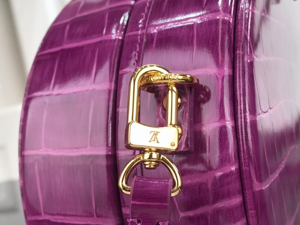 LV N95555 Louis Vuitton Petite Boite Chapeau Crocodilien Brillant N95054 Bag Purple - luxibagsmall