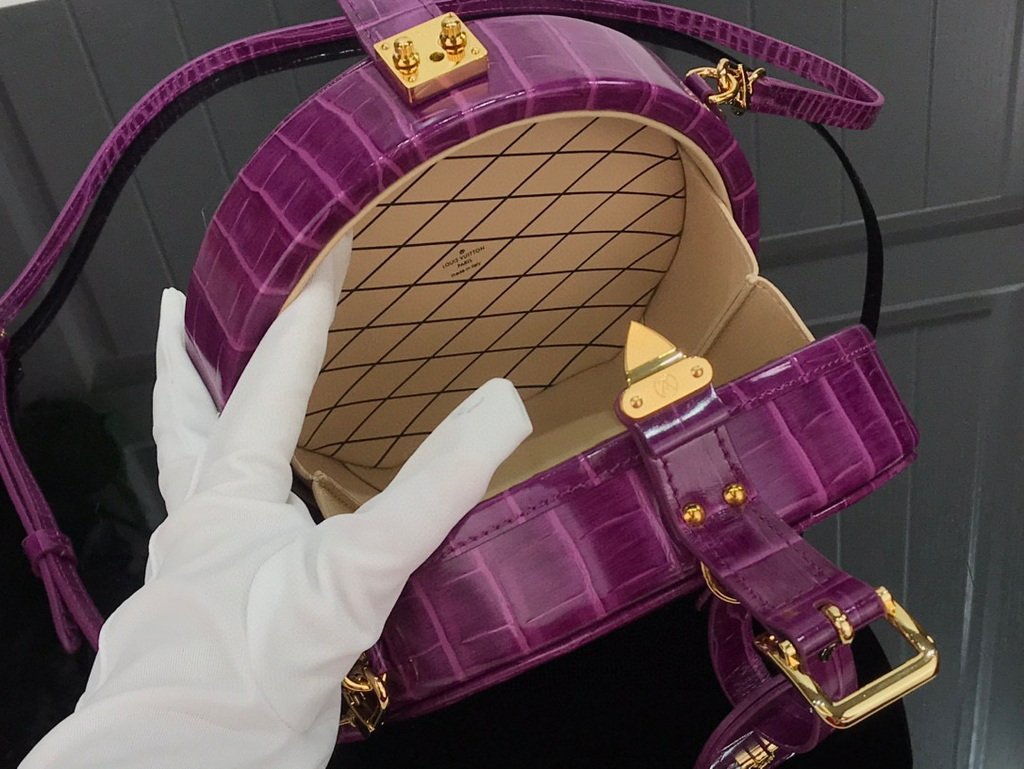 LV N95555 Louis Vuitton Petite Boite Chapeau Crocodilien Brillant N95054 Bag Purple - luxibagsmall