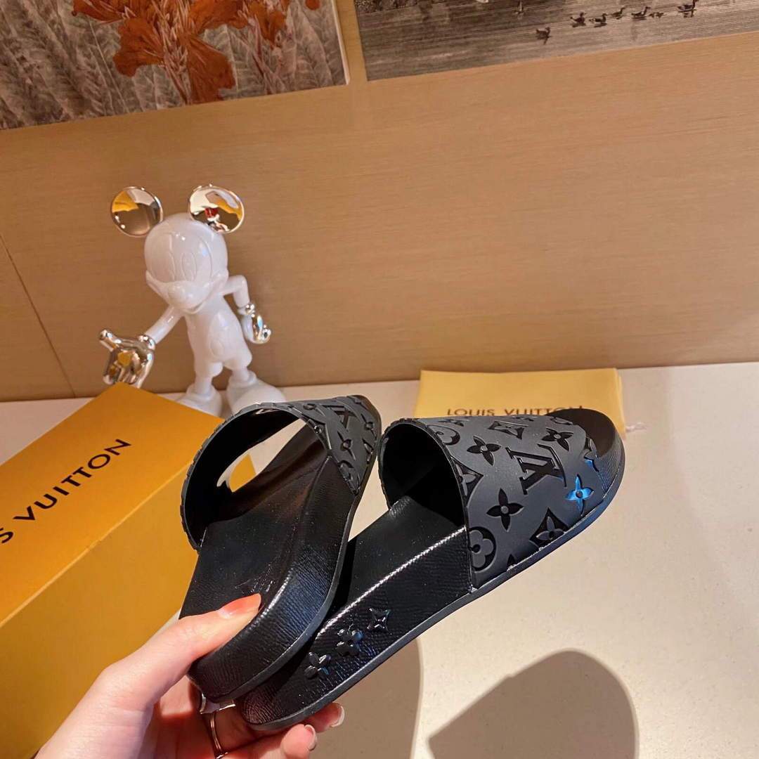 LV Sandals Designer Louis Vuitton Slippers 81118 Black - luxibagsmall