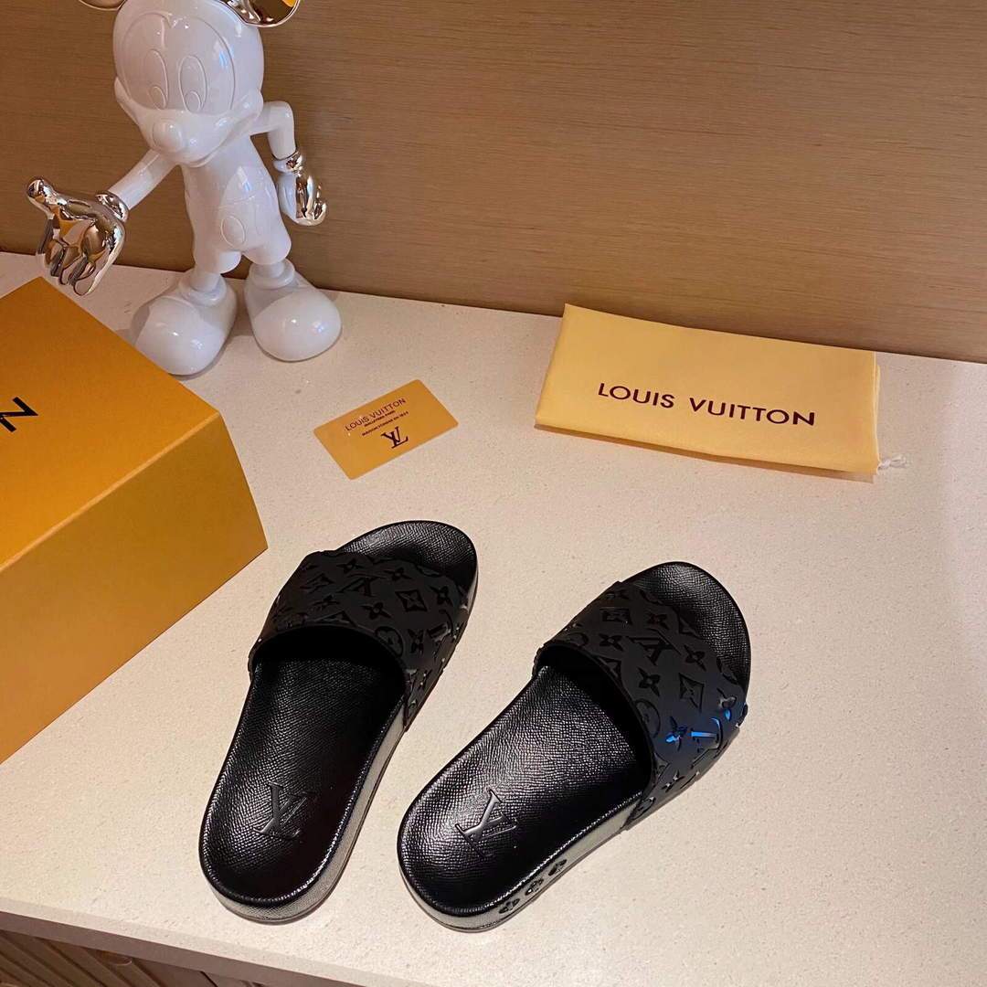 LV Sandals Designer Louis Vuitton Slippers 81118 Black - luxibagsmall