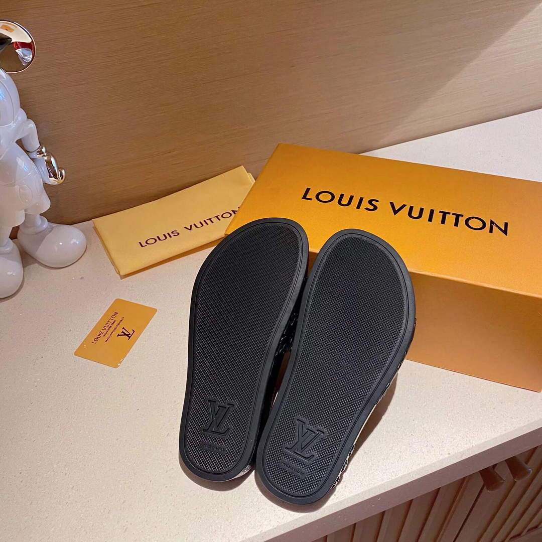 LV Sandals Designer Louis Vuitton Slippers 81118 Black - luxibagsmall