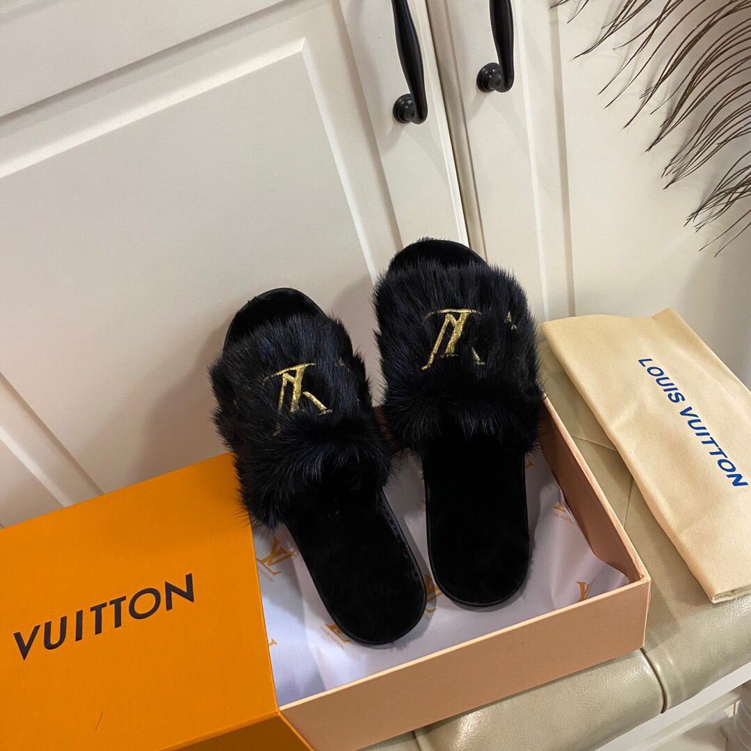 LV Slippers Designer Louis Vuitton Home Slippers 81089 Black - luxibagsmall