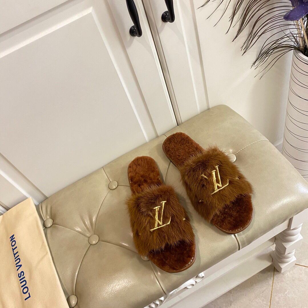 LV Slippers Designer Louis Vuitton Home Slippers 81089 Brown - luxibagsmall