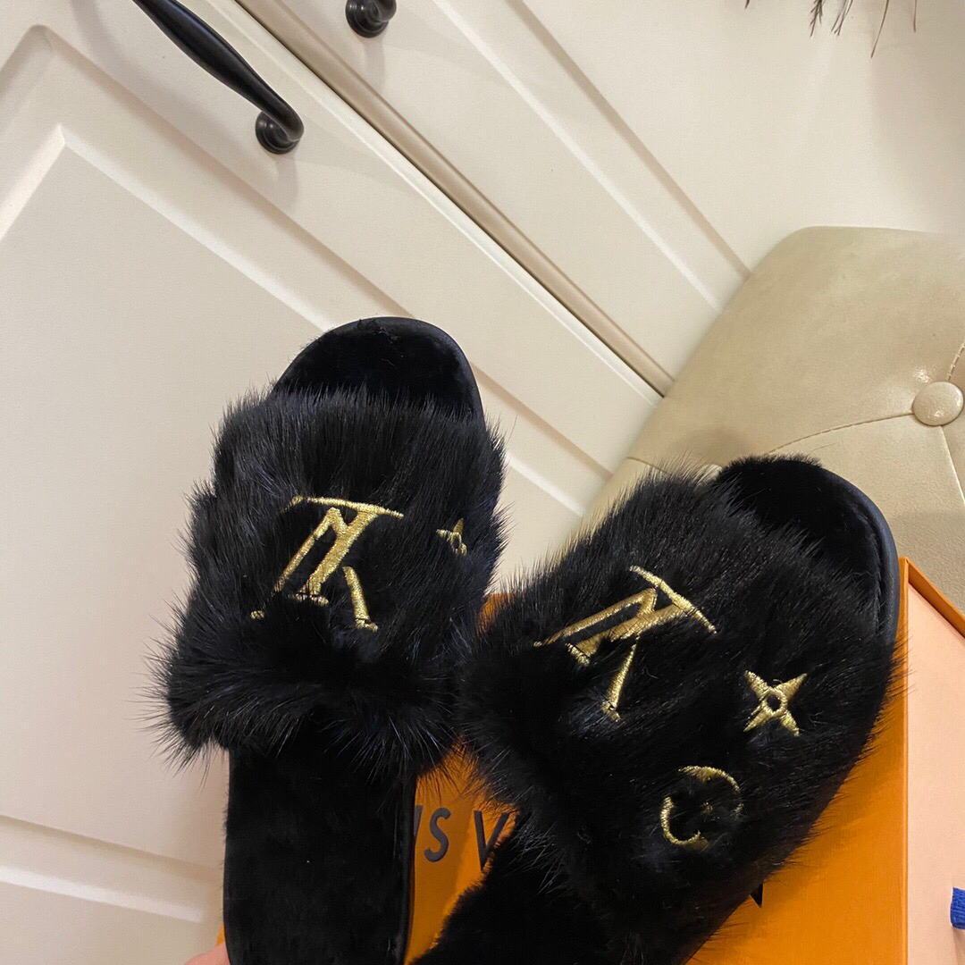 LV Slippers Designer Louis Vuitton Home Slippers 81089 Black - luxibagsmall