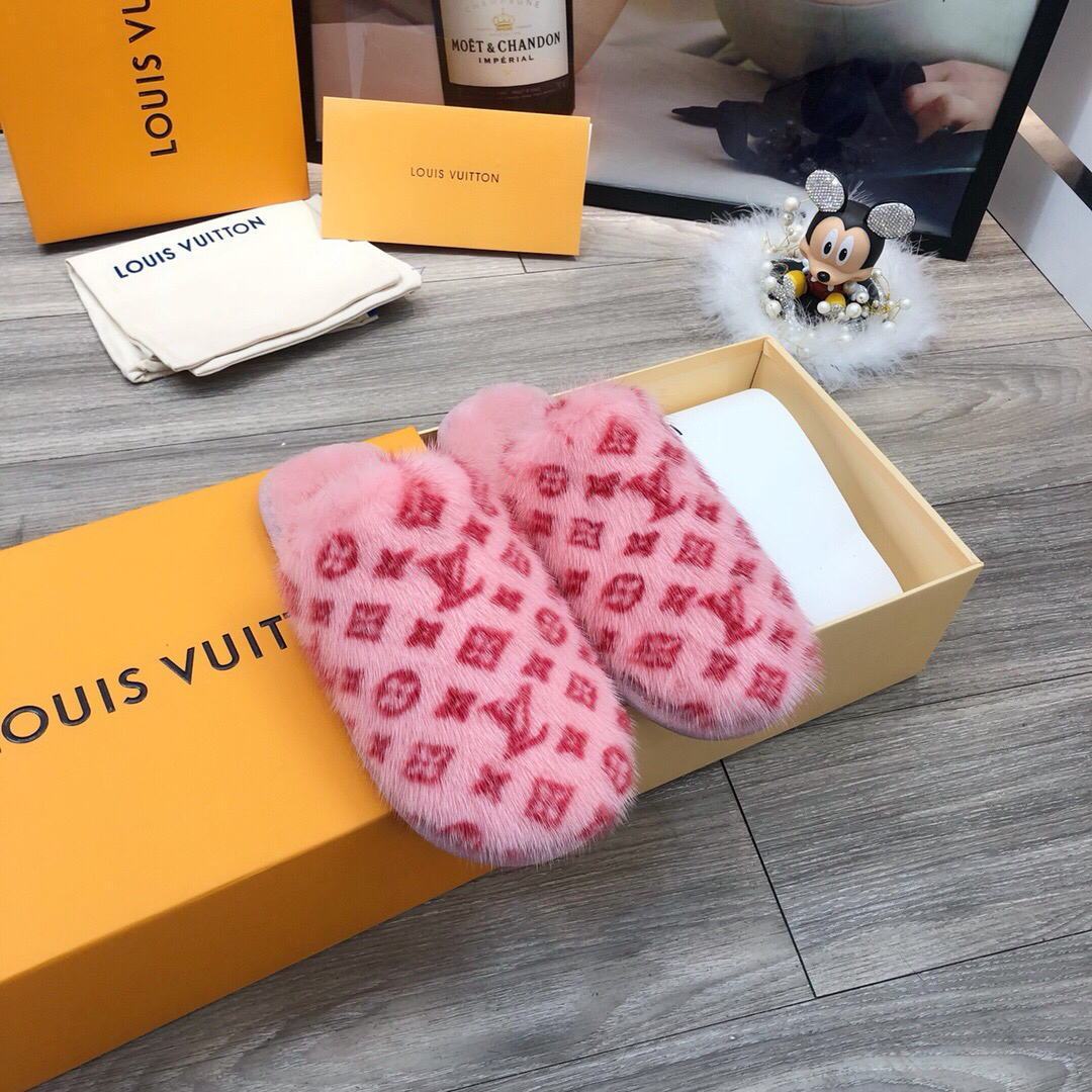 LV Slippers Designer Louis Vuitton Home Slippers 81094 Pink - luxibagsmall