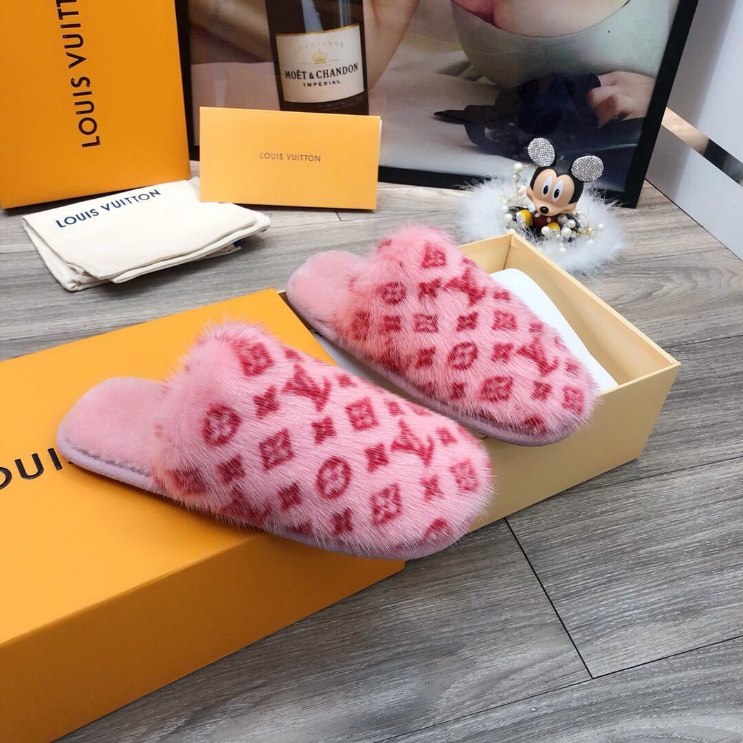 LV Slippers Designer Louis Vuitton Home Slippers 81094 Pink - luxibagsmall