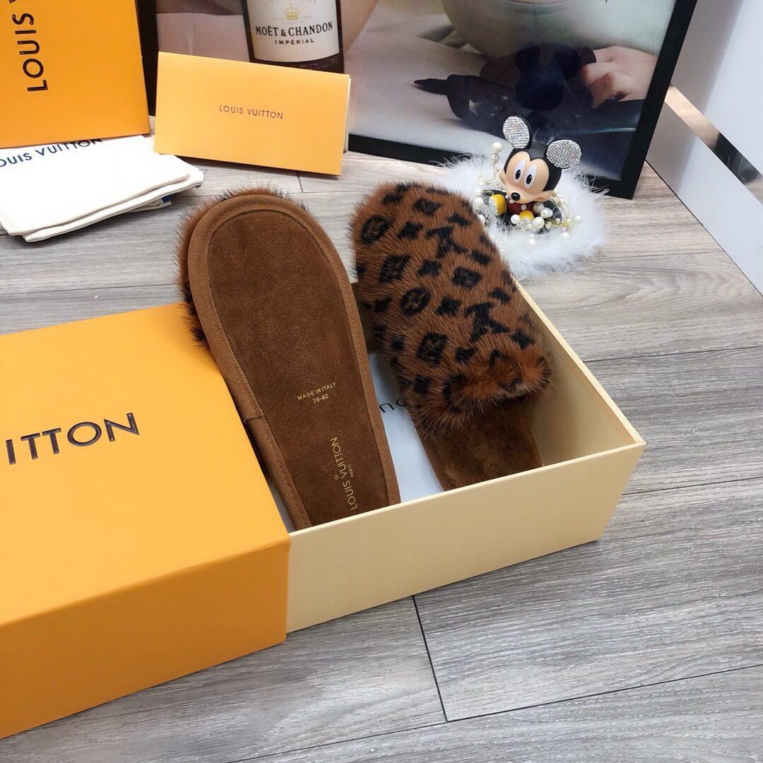 LV Slippers Designer Louis Vuitton Home Slippers 81094 Brown - luxibagsmall