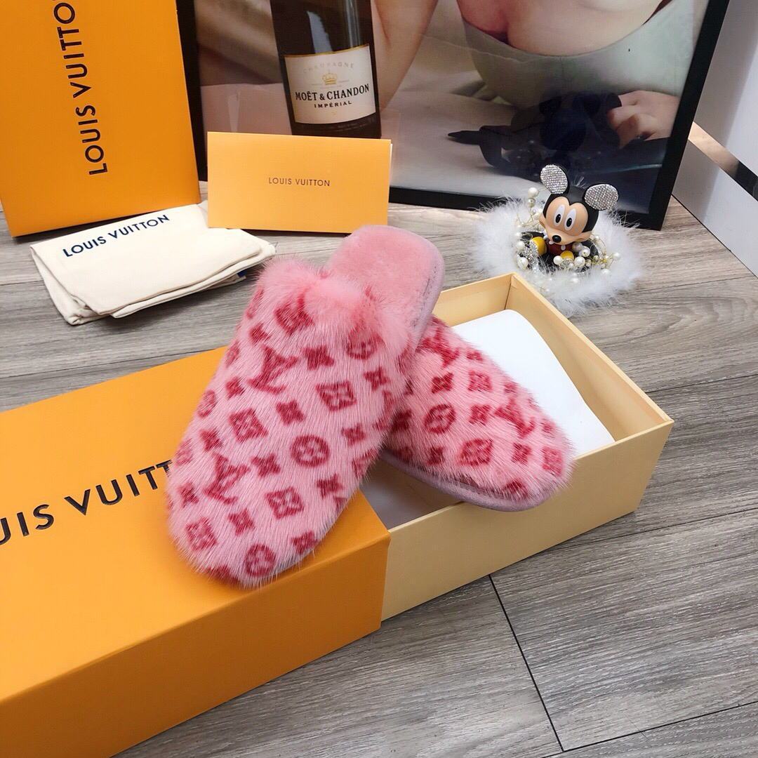 LV Slippers Designer Louis Vuitton Home Slippers 81094 Pink - luxibagsmall