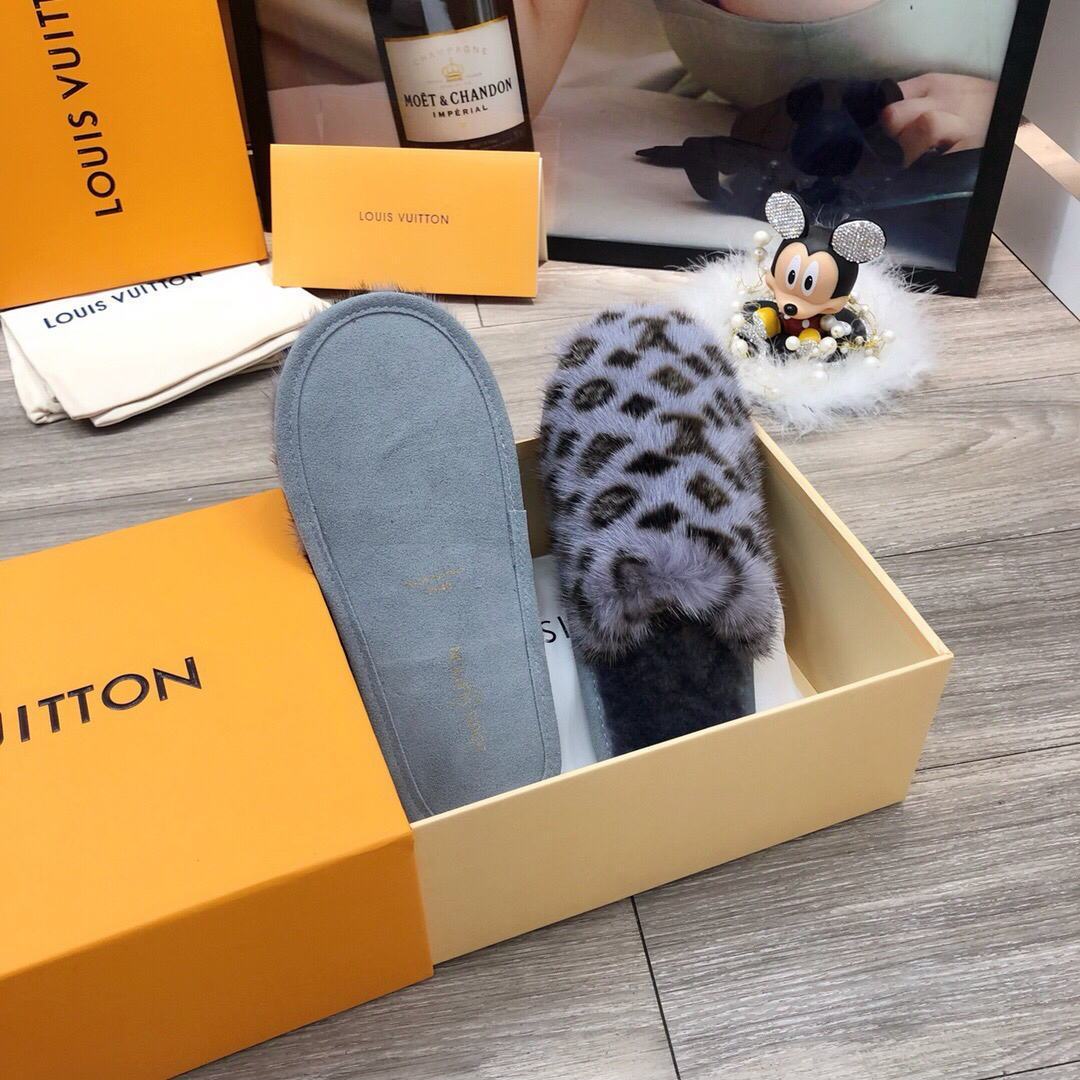 LV Slippers Designer Louis Vuitton Home Slippers 81094 Black and Gray - luxibagsmall