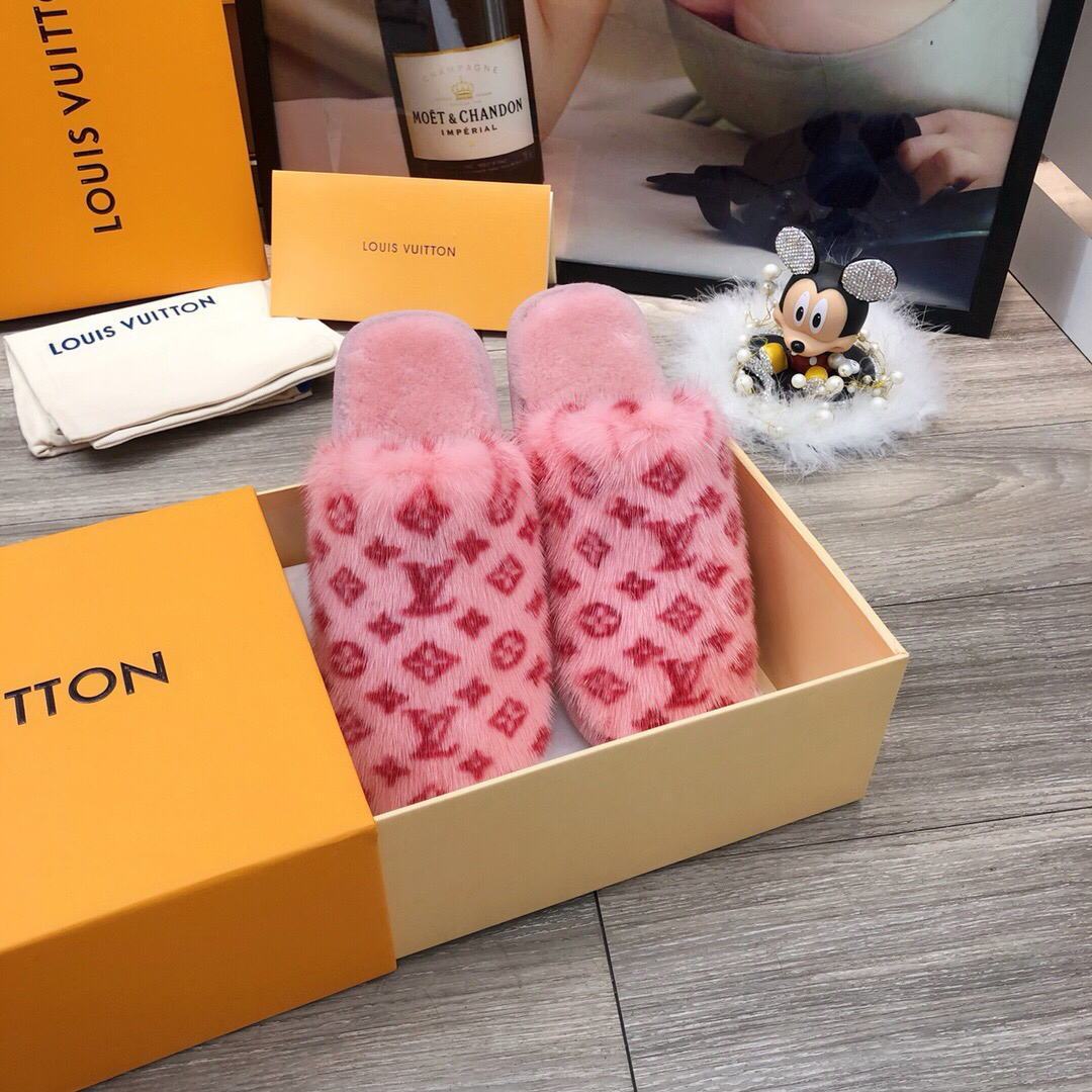 LV Slippers Designer Louis Vuitton Home Slippers 81094 Pink - luxibagsmall