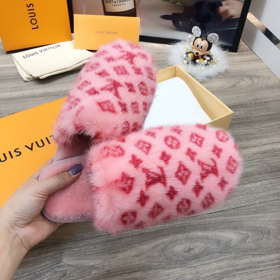 LV Slippers Designer Louis Vuitton Home Slippers 81094 Pink - luxibagsmall