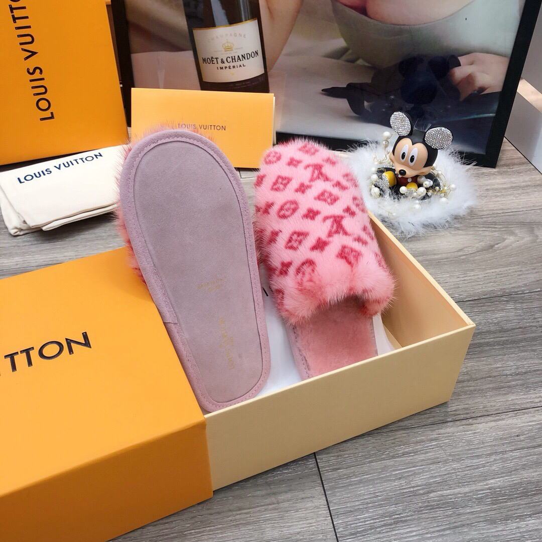 LV Slippers Designer Louis Vuitton Home Slippers 81094 Pink - luxibagsmall