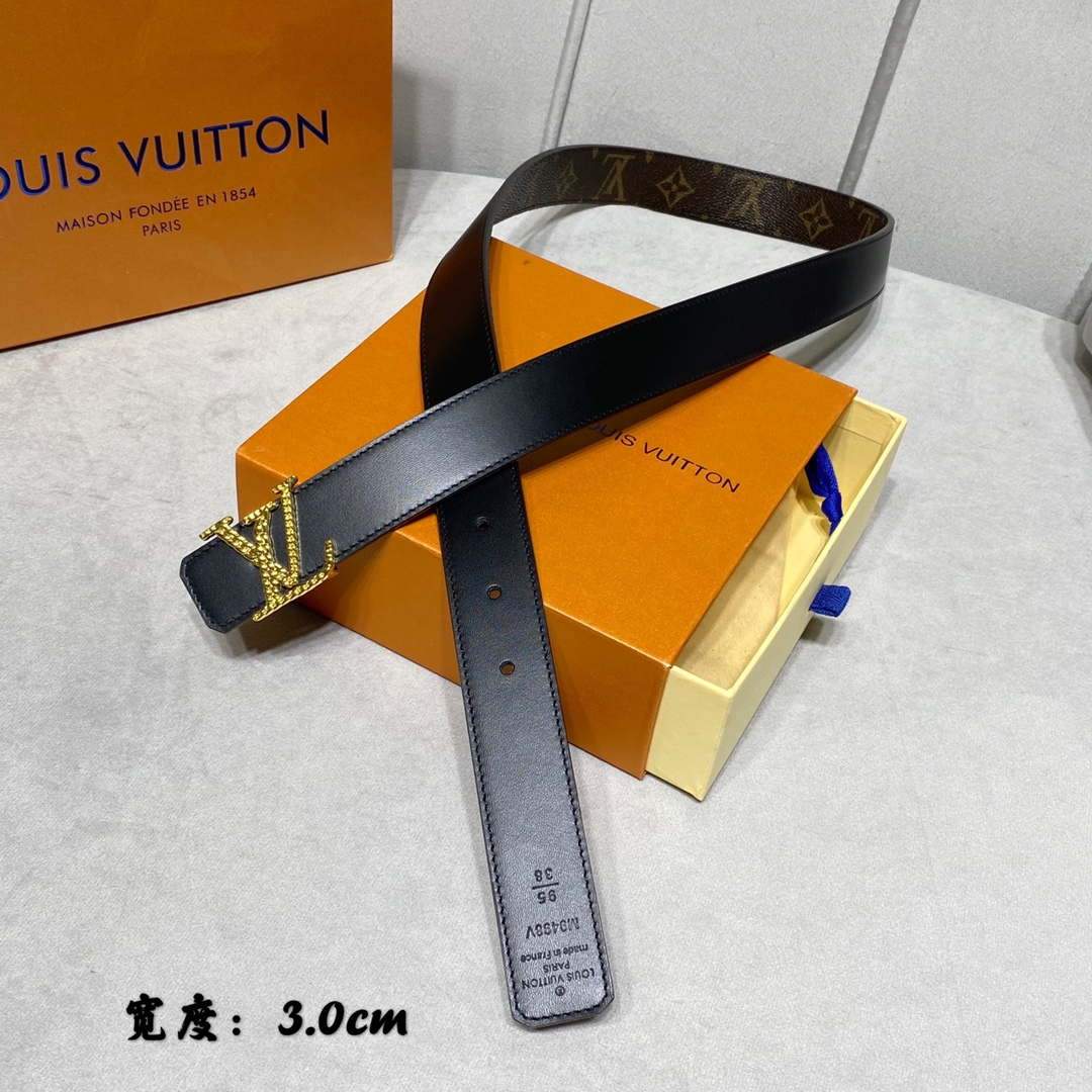 LV Women's Belts Collection Louis Vuitton Initials 30MM Belt Monogram 19002 - luxibagsmall