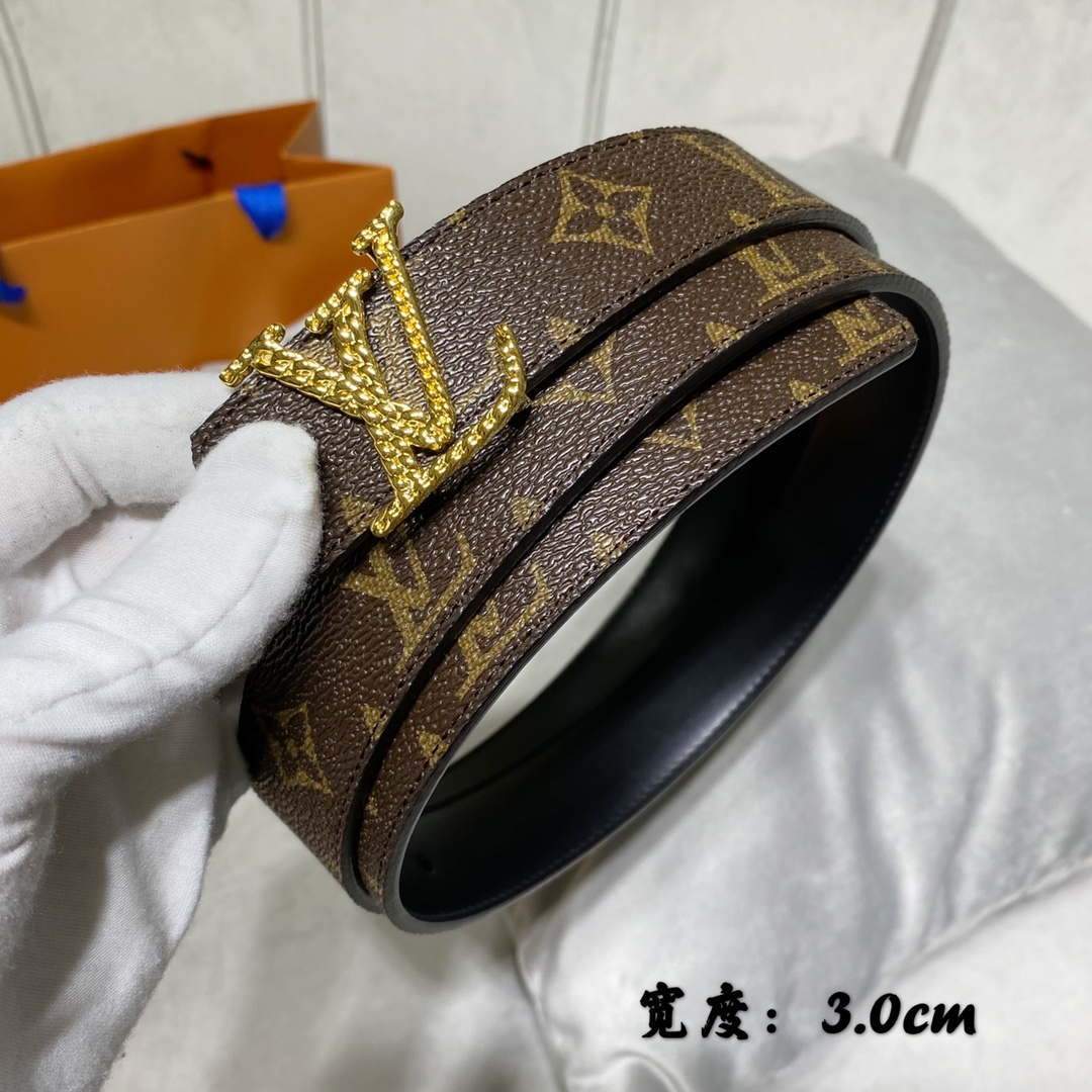 LV Women's Belts Collection Louis Vuitton Initials 30MM Belt Monogram 19002 - luxibagsmall