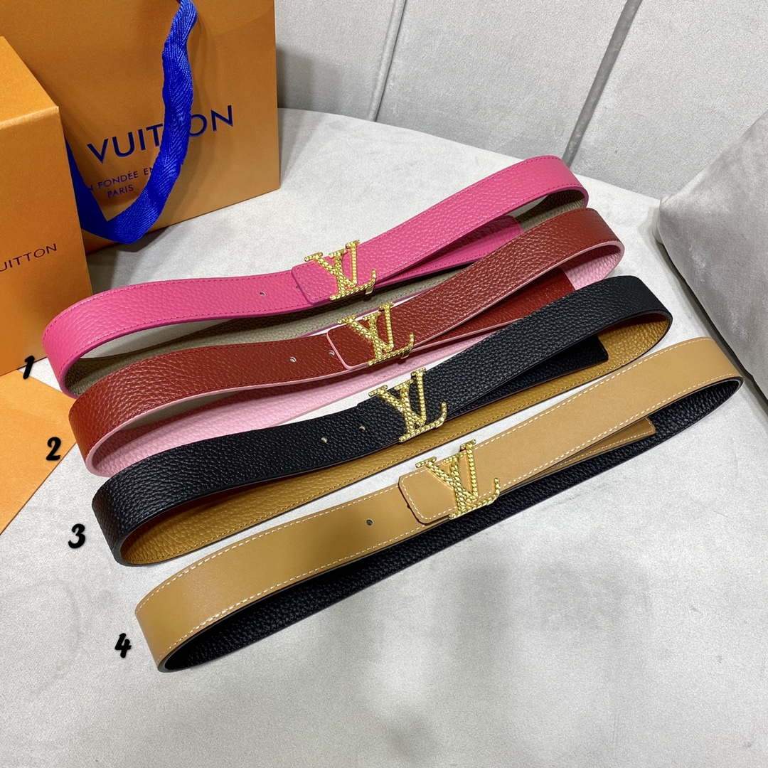 LV Women's Belts Collection Louis Vuitton Initials 30MM Belt Monogram 19004 - luxibagsmall