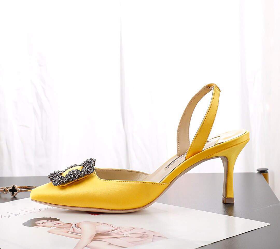 Manolo Blahnik Women’s Shoes Designer Hangisiflat Pumps Yellow 30121 - luxibagsmall