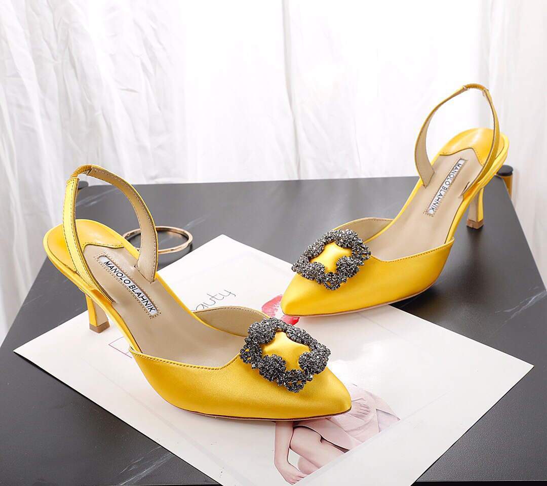 Manolo Blahnik Women’s Shoes Designer Hangisiflat Pumps Yellow 30121 - luxibagsmall