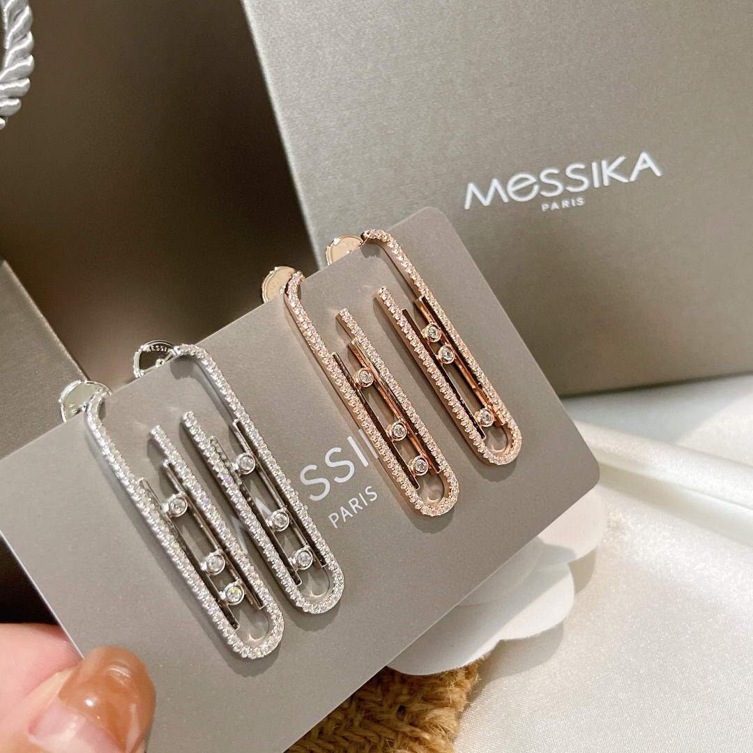 Messika Rose Gold Diamond Pendant Earrings Move 10TH PM 22027 - luxibagsmall