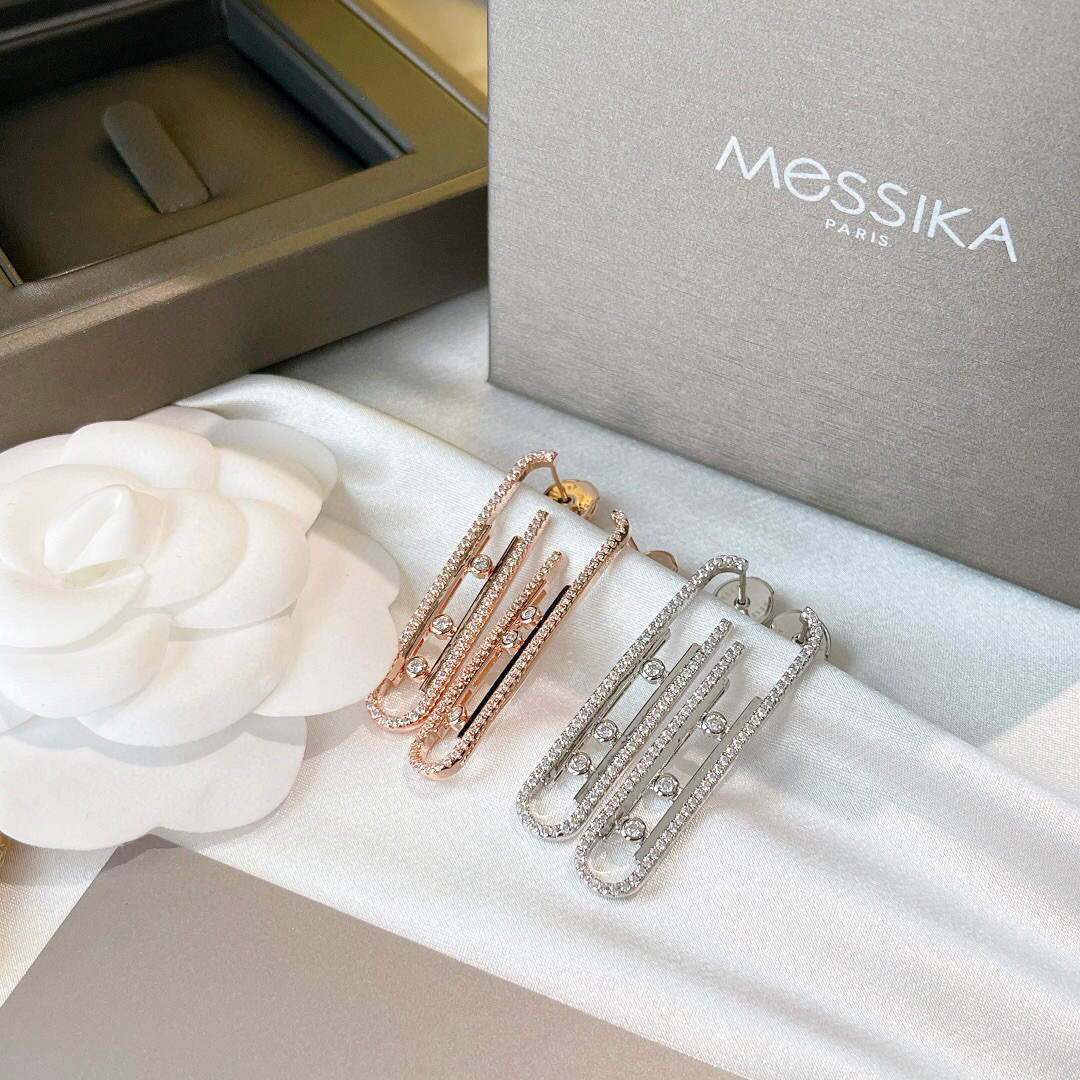 Messika Rose Gold Diamond Pendant Earrings Move 10TH PM 22027 - luxibagsmall