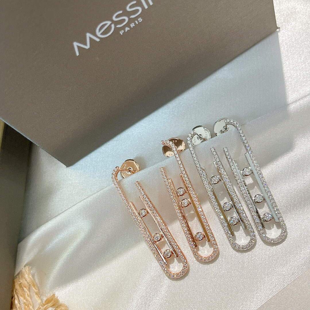 Messika Rose Gold Diamond Pendant Earrings Move 10TH PM 22027 - luxibagsmall